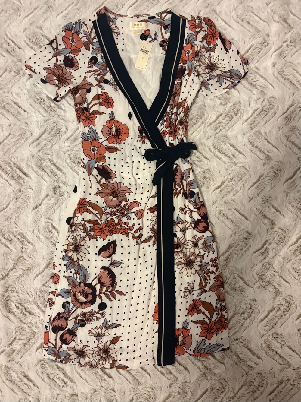 Maeve Anthropologie Floral Polka Dot Wrap Dress NWT Size 0 Cottagecore Boho